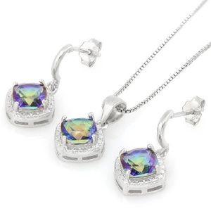2 2/5  carat mystic gemstone earrings and pendant